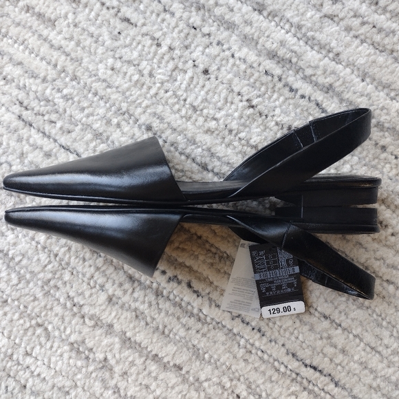 NWT Massimo Dutti Black Leather Slingback Ballet Flats EU Size 41 US Size 10 - Picture 4 of 7